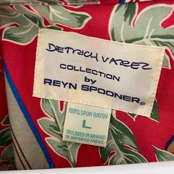 Detrich Varaz Reyn Spooner Vintage Surfboard Hawaiian 80s Button Down Red Shirt - Picture 7 of 7